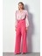 Bel Detaylı Geniş Paça Pantolon - Pembe 2