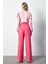 Bel Detaylı Geniş Paça Pantolon - Pembe 5