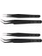 4x Art Rhinestones Kirpik Uzatma Düz ve Kavisli Cımbız Alet Seti-Siyah (Yurt Dışından) 2