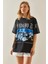 Siyah Baskılı Bisiklet Yaka Oversize T-Shirt 5YXK1-48004-02 2