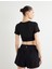 Spor Crop Tişört Slim Fit Kısa Kollu Bisiklet Yaka 4