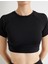 Spor Crop Tişört Slim Fit Kısa Kollu Bisiklet Yaka 5