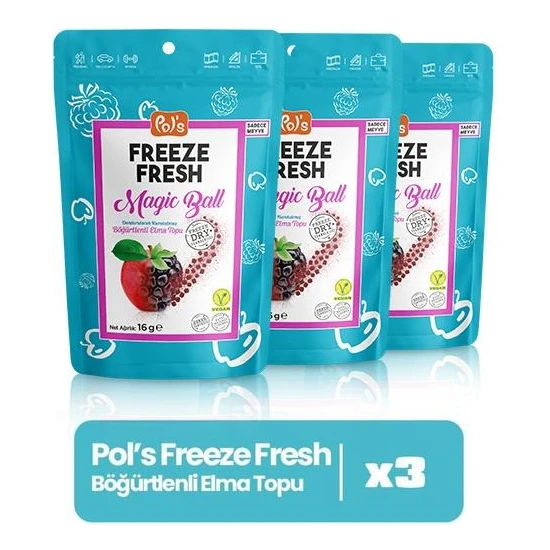 Pol's Freeze Fresh Magic Ball Böğürtlenli Elma Topları 16 gr X3 Adet