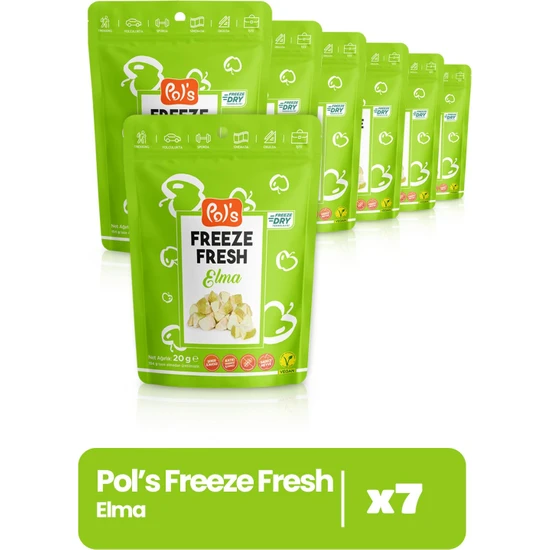 Pol's Freeze Fresh Elma 20 g x7 Adet Freeze Dry Dondurularak Kurutulmuş Meyve