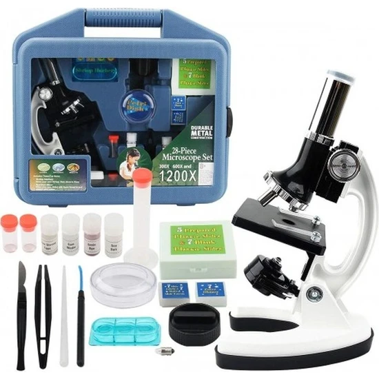 Toptan Bulurum Nikula Mikroskop Taşınabilir Set 28 Parça Eğitim Mikroskop Kiti 300X 600X ve 1200X Çocuklara