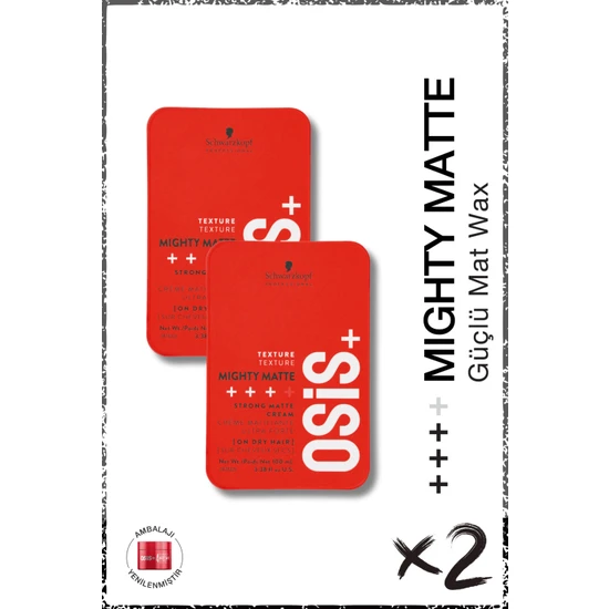 Osis Mighty Matte Güçlü Tutucu Mat Wax 100ML x 2 Adet | Orta Tutuş Güçlü Doku Mat Bitişli Wax Krem