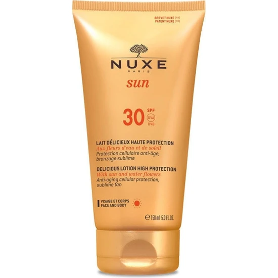 Nuxe Sun Lait Delicieux Protection: Bronzlaştırmayı Arttıran Yüz ve Vücut Losyonu (Spf 30, 150 Ml)