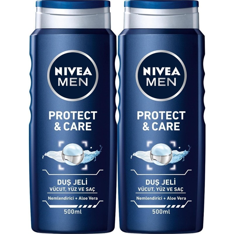 Nivea Men Erkek Duş Jeli Protect&care 500 ml X2 Adet,yüz ve Vücut Banyo Jeli, Saç Şampuanı