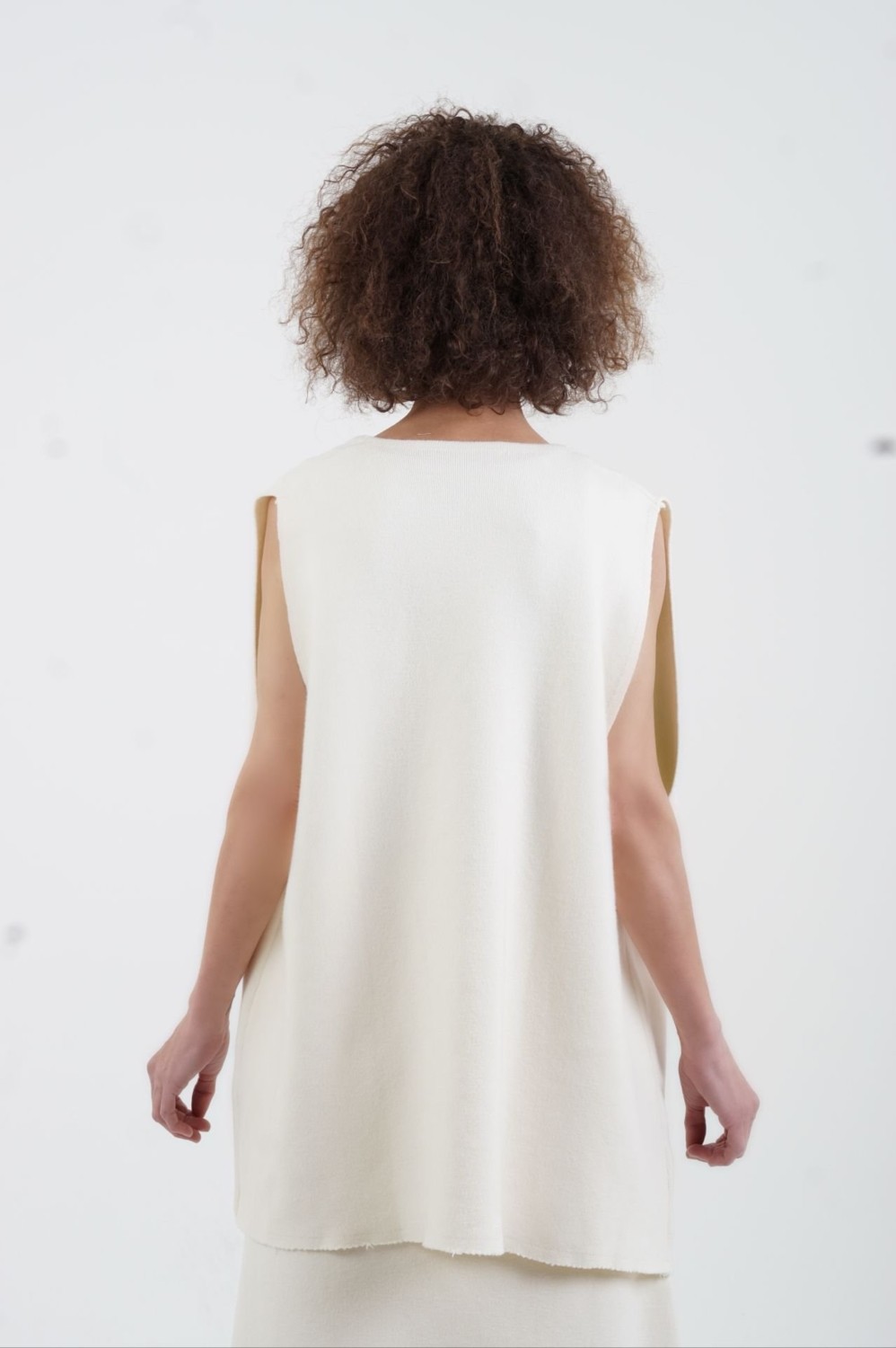 Zelish My Sister Krem Oversize Triko Yelek görsel 5
