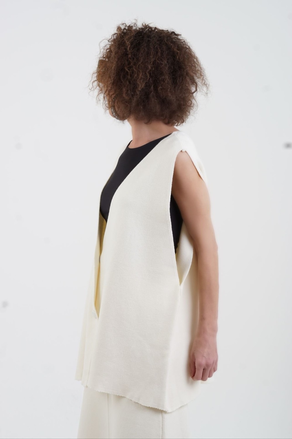 Zelish My Sister Krem Oversize Triko Yelek görsel 4