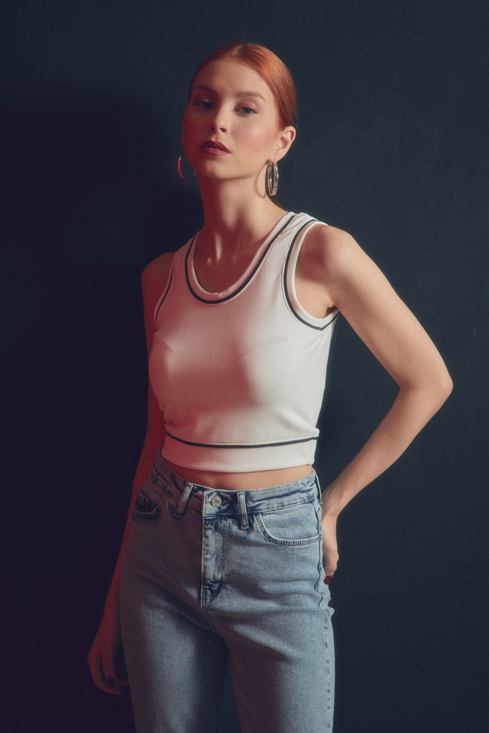 FullaModa Fitilli Altı Lastikli Crop Body görsel 3