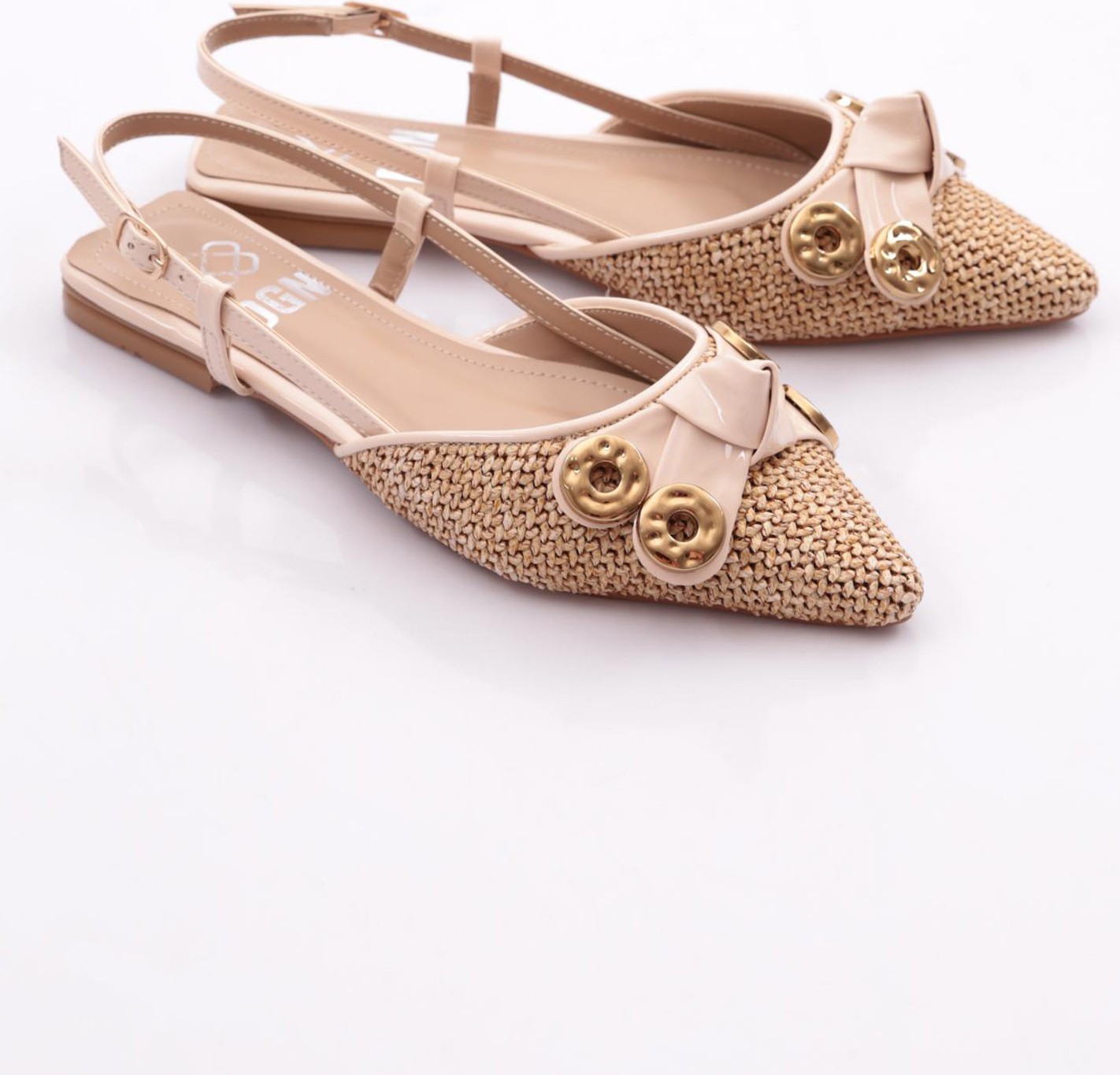 DGN Kadın Düz Tabanlı Bej Arkadan Bağlamalı Babet 39 Numaralı Konforlu Ayakkabı 6008 görsel 6