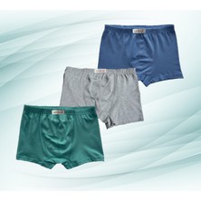 Likrax 3'lü Erkek Çocuk Boxer ( Mavi - Gri - Mint )