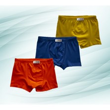 Likrax 3'lü Erkek Çocuk Boxer ( Saks Mavi - Sarı - Turuncu )