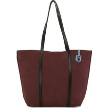 Bagmori Bordo Deri Askı Garnili Büyük Nubuk Çanta