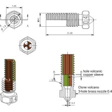 egc Teknoloji 1.5mm Volcano Cht Pirinç Nozzle - High Flow