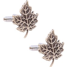 Coolmenclub Yaprak Figürlü Klasik Kol Düğmesi