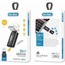 Go Des GD-CT190 Tf Kart To Usb-A ve Lightning 2in1 Otg Hafıza Kart Okuyucu