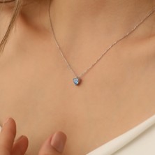 Nox Jewelry 925 Ayar Gümüş London Blue Kalp Kolye