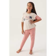 U.S. Polo Assn. Lisanslı Rose Bej Kız Çocuk Pijama Takımı
