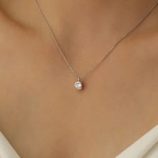 Nox Jewelry 14 Ayar Mikron Altın Kaplama Tek Taş Kolye – Yuvarlak Kesim Minimal Kadın Kolye - CNS00101