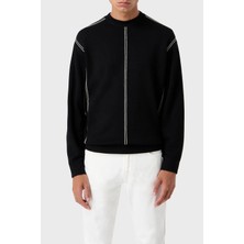 Emporio Armani Erkek Regular Fit Pamuklu Bisiklet Yaka Uzun Kollu Siyah Kazak 6R1MX3 1MOZZ-0999