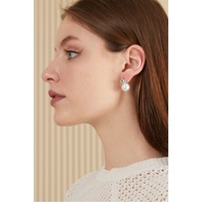 Aurrari Hailey Incili Sallantılı Gümüş Kaplama Küpe