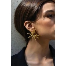 Aurrari Güneş Figürlü Gold Renk Küpe