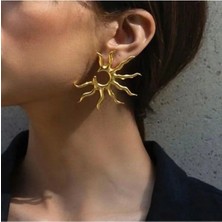 Aurrari Güneş Figürlü Gold Renk Küpe