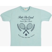 Koton Tişört Tenis Baskılı Kısa Kollu Bisiklet Yaka Pamuklu