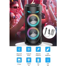 Teknoexpress Süper Bass Büyük Boy Bluetooth Hoparlör LED Işıklı Çift Hoparlör Mikrofonlu Karaoke Speaker