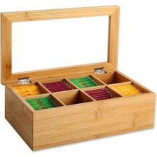 altabi Bambu Çay Kutusu 8 Bölmeli Kutu