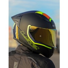 Rapıd 2 Race Extra Mat Neon Sarı-Navy Mavi Kask