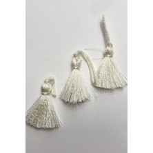 Hayalperest Boncuk Krem Tekli Saçak Püskül 4 cm (10 Adet )