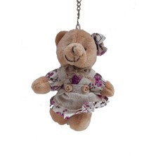 Pembe Kıyafetli Kız Peluş Ayıcık 12 cm