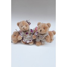 Mor Kıyafetli Kız Erkek 2li Peluş Ayıcık 12 cm