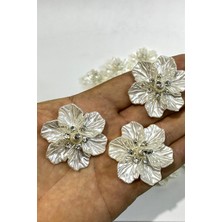 Sedef Yapraklı Taşlı İncili Broş