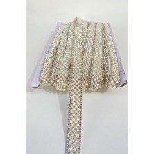 Hayalperest Boncuk Inci Boncuklu Ütüyle Yapışan Taşlı Şerit Aplik