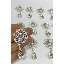 Oval Taşlı Sallantılı Broş