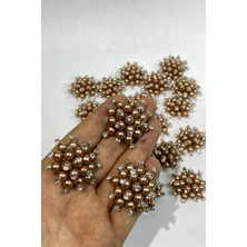 Sütlü Kahve İncili Taşlı Broş