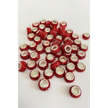 Hayalperest Boncuk Kırmızı Parlak Taşlı Iri Delikli Boncuk 12 mm