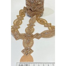 Rose Rengi Ütüyle Yapışan Taşlı Oval Aksesuar Boncuklu Şerit