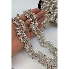 Hayalperest Boncuk Ütüyle Yapışan Mekik Geniş Taşlı Abiye Şerit Bordür