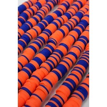 Hayalperest Boncuk Turuncu Mavili Fimo Hamur Boncuk 6 mm