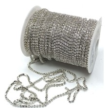 Hayalperest Boncuk Altın Sarısı Kristal Taşlı Metal Yuvalı Şerit 50 metre 16 mm