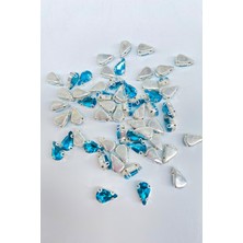 Hayalperest Boncuk Turkuaz Kasalı Dikme Parlak Cam Damla Boncuk 10 Adet