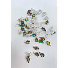 Hayalperest Boncuk Janjanlı Yeşil  Kasalı Dikme Parlak Cam Damla Boncuk 10 Adet