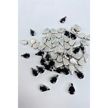 Hayalperest Boncuk Siyah Kasalı Dikme Parlak Cam Damla Boncuk 10 Adet