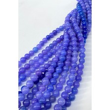 Açık Mavi Ceyt Doğal Taş Dizi Küre Kesim 8 mm