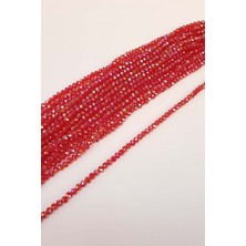 Janjanlı Şeffaf Kırmızı Kristal Boncuk 8 mm